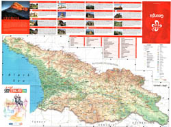 Large scale detailed tourist map of Georgia with all roads, cities and other marks.