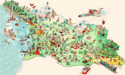Large tourist illustrated map of Georgia.