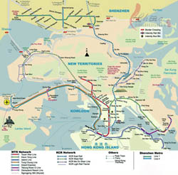 City transport map of Hong Kong.