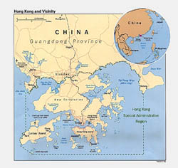 Detailed political map of Hong Kong - 1998.