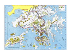 Detailed topographical map of Hong Kong.