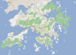Large detailed road map of Hong Kong and Kowloon.