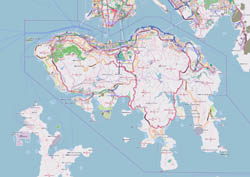 Large detailed road map of Hong Kong island.