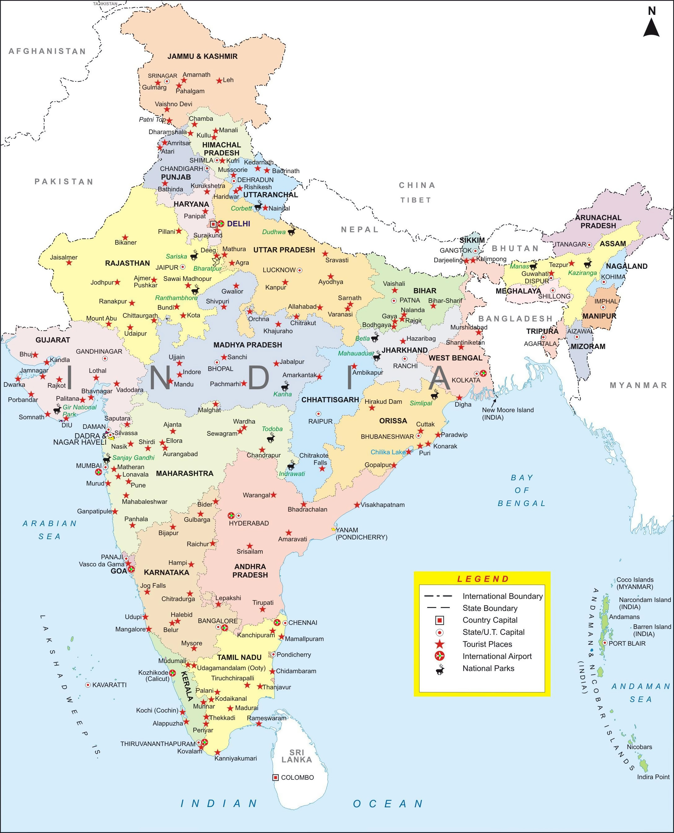 Collection 97+ Images map of india with states and cities Completed