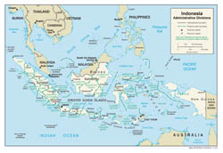 Large detailed administrative divisions map of Indonesia with major cities - 2002.