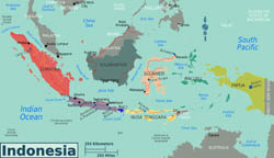Large regions map of Indonesia.