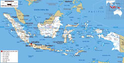 Large road map of Indonesia with cities and airports.