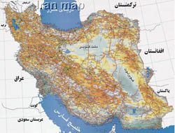 Large detailed road map of Iran in Persian.
