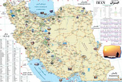 Large detailed tourist map of Iran.