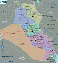 Large regions map of Iraq.
