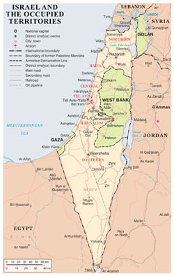 Large detailed political and administrative map of Israel and the occupied territories with roads, cities and airports. Large detailed political and administrative map of Israel and the occupied territories with roads, cities and airports.