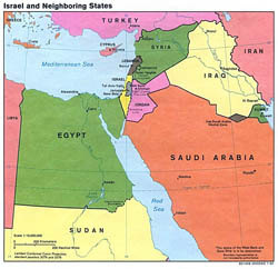 Large map of Israel and Neighboring States - 1990.