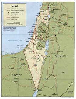 Large political and administrative map of Israel with roads and cities - 1988.