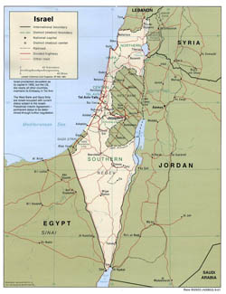 Large political and administrative map of Israel with roads and major cities - 2001.