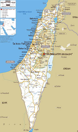 Large roads map of Israel with all cities and airports.