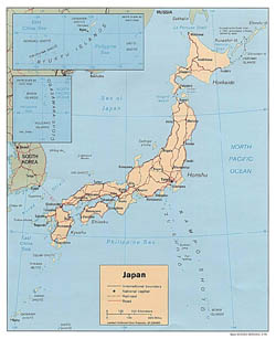 Large political map of Japan - 1996.