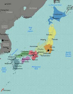 Large regions map of Japan.