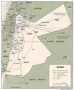 Detailed political and administrative map of Jordan - 1991.
