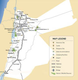Detailed tourist map of Jordan.
