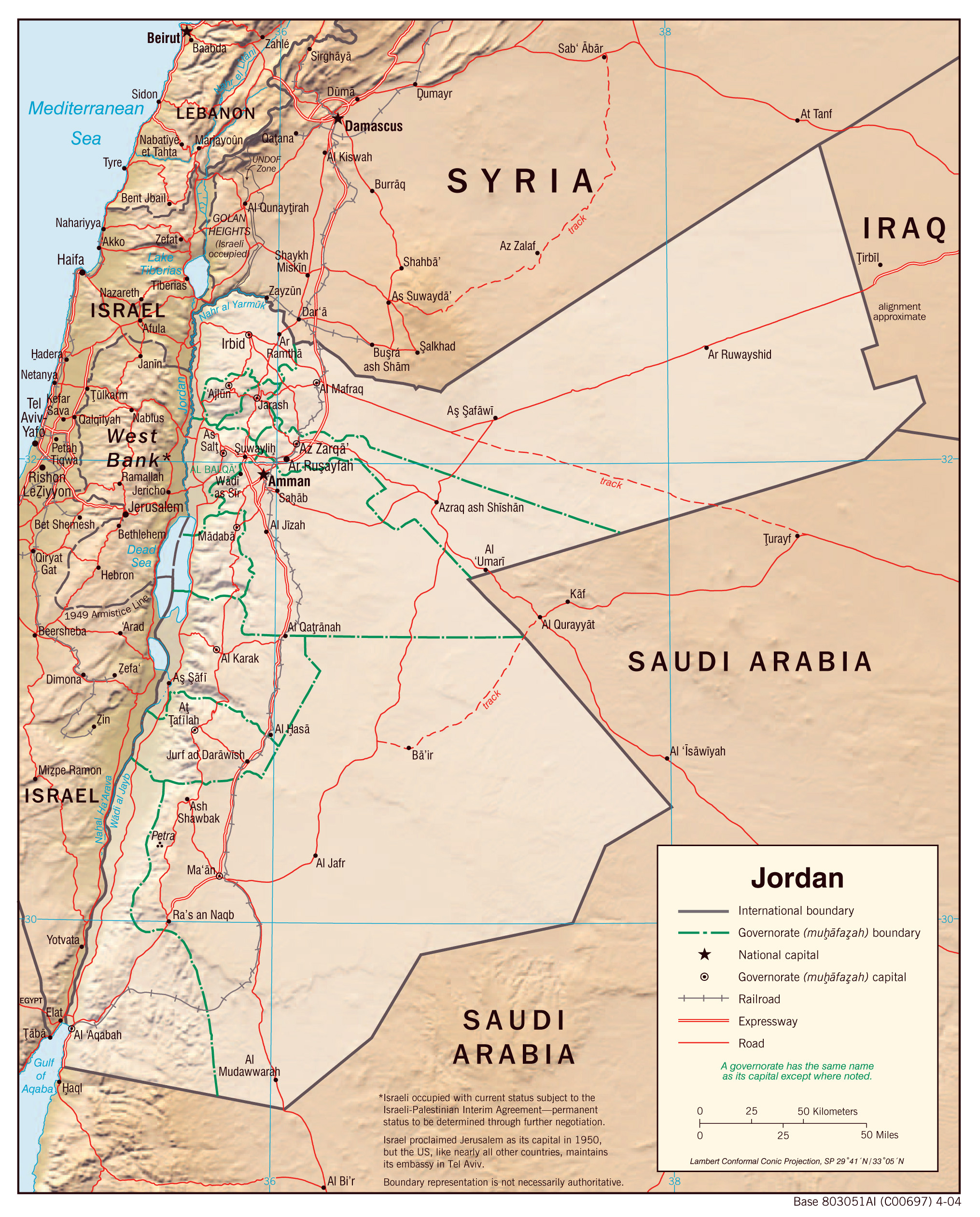 cities in jordan map