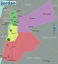 Large regions map of Jordan.
