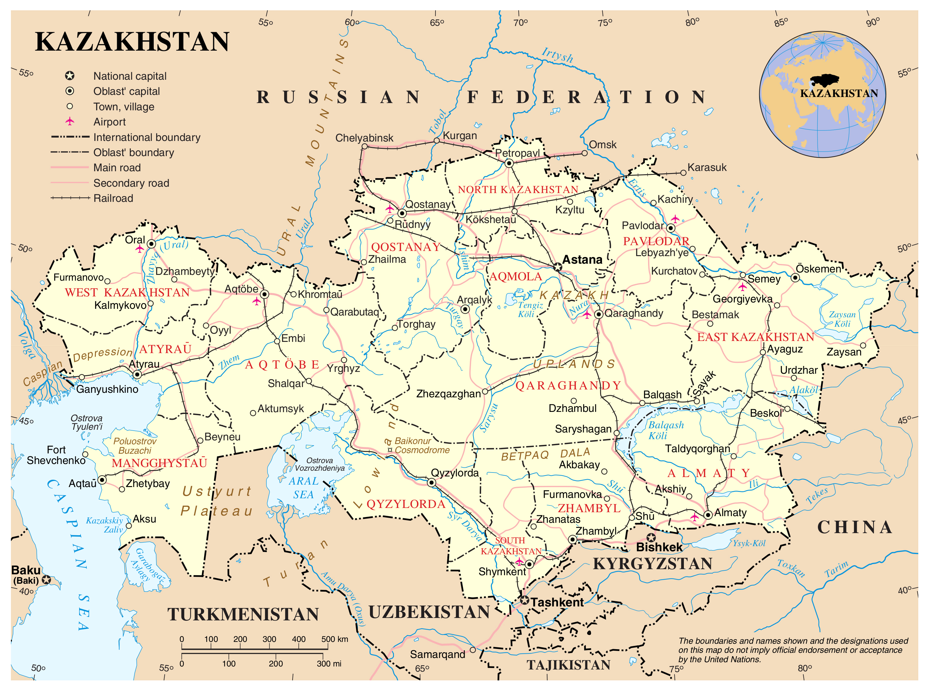 Maps Of Kazakhstan Detailed Map Of Kazakhstan In English Tourist 