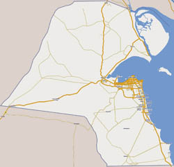 Detailed road map of Kuwait.