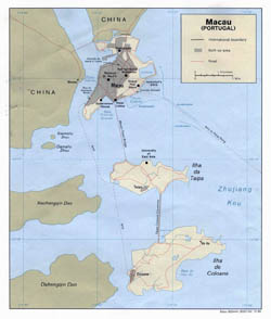 Detailed political map of Macau with roads - 1986.