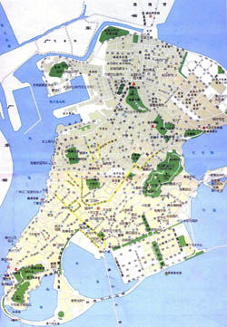 Large detailed road map of Macau in Chinese.