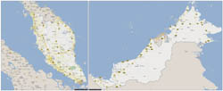 Large road map of Malaysia with cities.