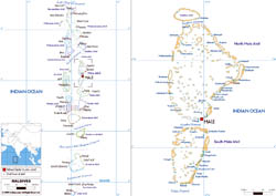 Large political map of Maldives with airports.