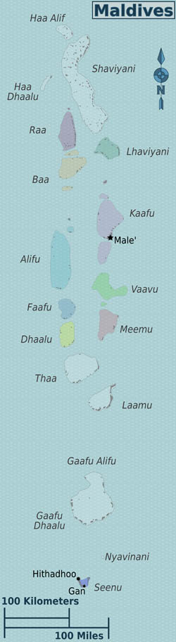 Large regions map of Maldives.