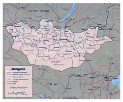 Detailed political and administrative map of Mongolia - 1989.