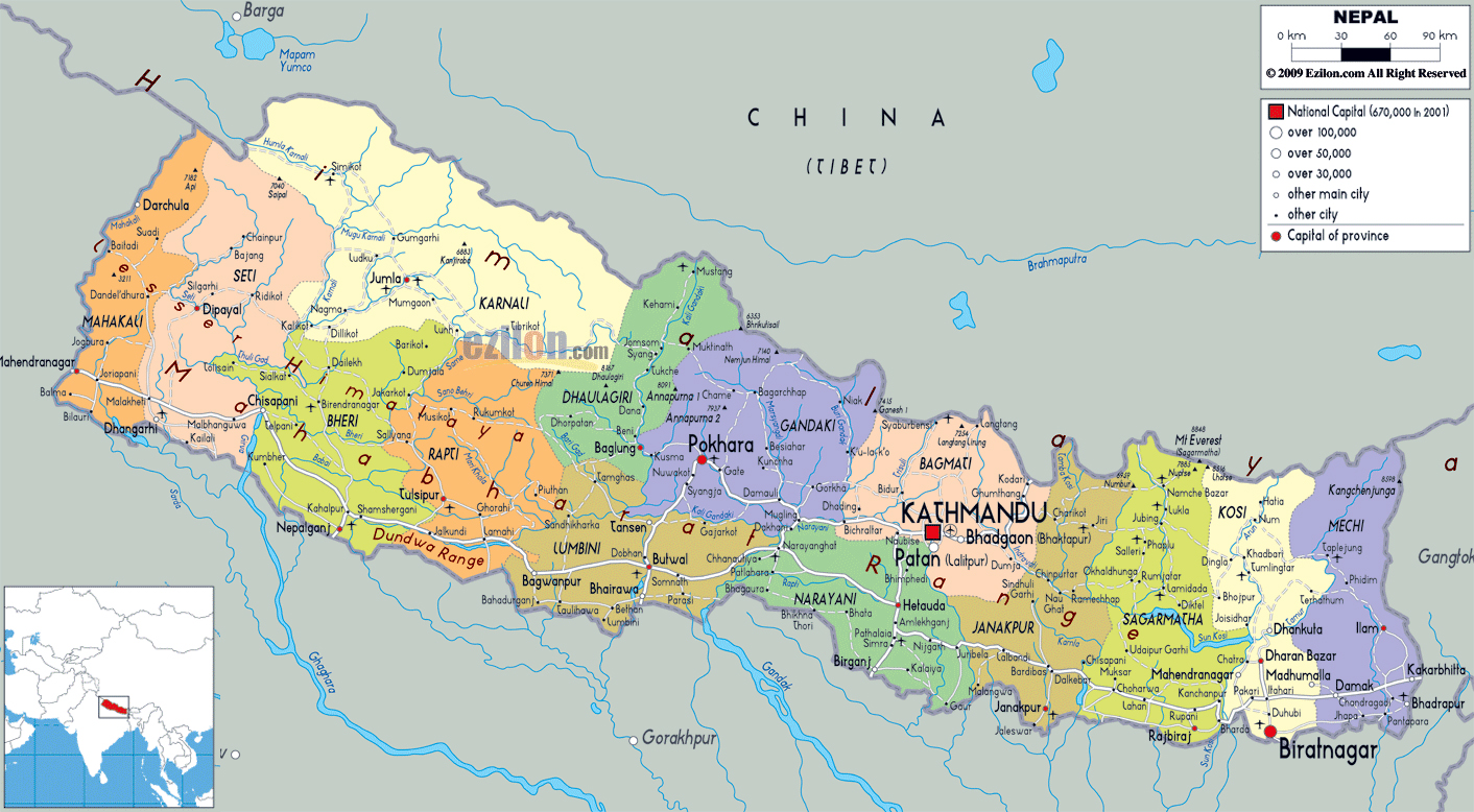 Maps of Nepal | Detailed map of Nepal in English | Tourist map of Nepal