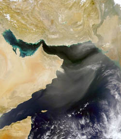 Large satellite map of Oman.