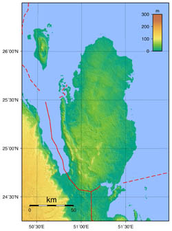 Large physical map of Qatar.