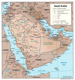 Detailed political and administrative map of Saudi Arabia with relief, roads and major cities - 2003. Detailed political and administrative map of Saudi Arabia with relief, roads and major cities - 2003.