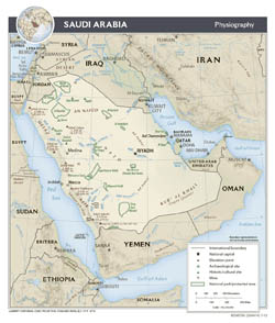 Large detailed physiography map of Saudi Arabia - 2013.