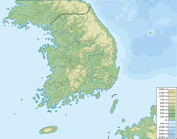 Large elevation map of South Korea.
