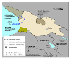 Detailed political map of Georgia with Abkhazia and South Ossetia.