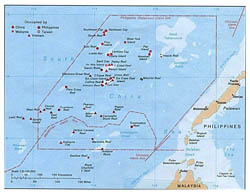 Detailed map of Spratly Islands.