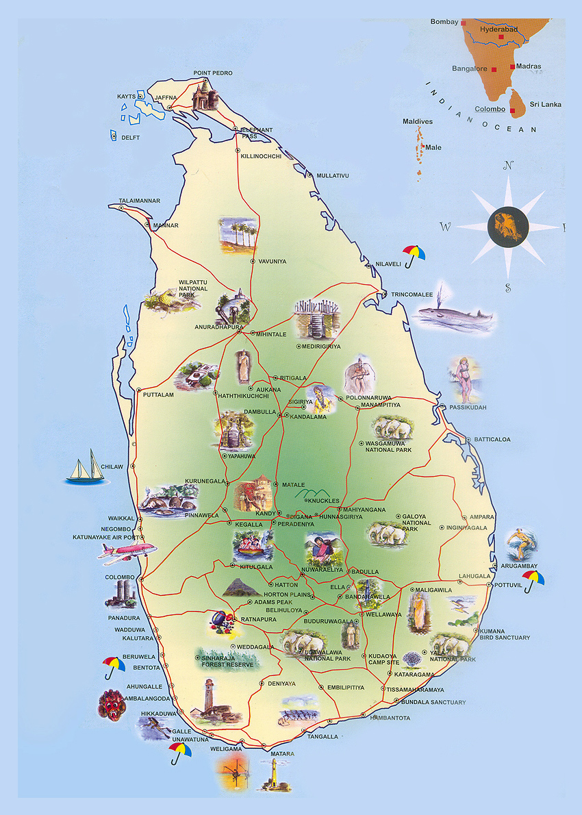 resorts in sri lanka map