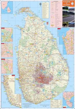 Large detailed map of Sri Lanka with all cities, roads, railroads, airpors and other marks.