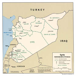 Detailed administrative divisions map of Syria - 2007.