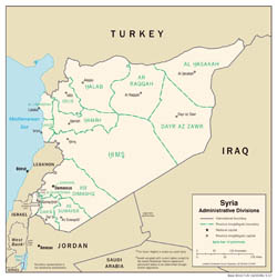 Large detailed administrative divisions map of Syria - 2007.