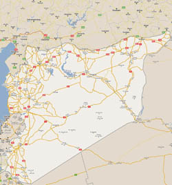 Large road map of Syria with all cities.