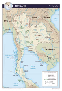 Large scale physiography map of Thailand - 2013.