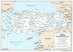 Administrative divisions map of Turkey - 2006.