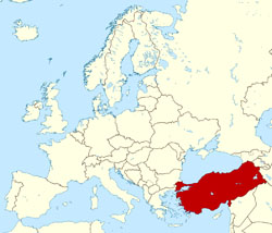 Large location map of Turkey in Europe.