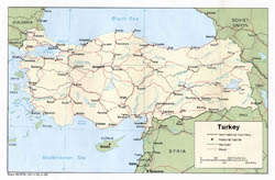 Large political map of Turkey - 1983.